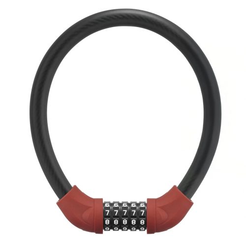 Velosipēda slēdzene ar kombinēto slēdzeni un tērauda trosi 55 cm - sarkana