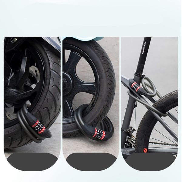 5 ciparu velosipēda slēdzene ar tērauda trosi, 180 cm - melna