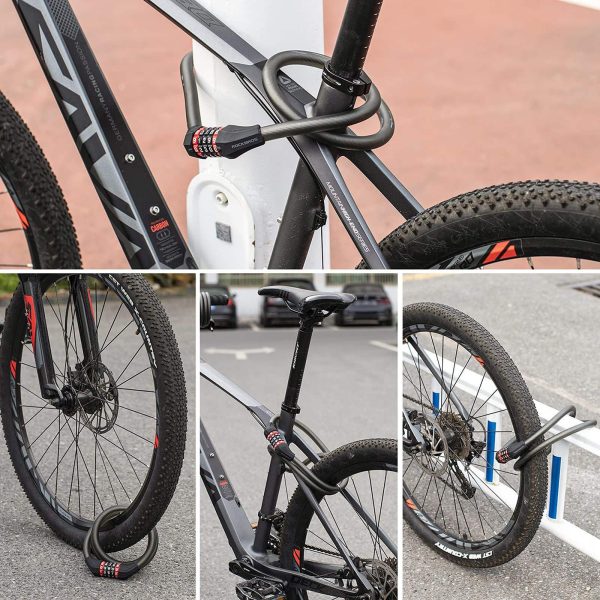 5 ciparu velosipēda slēdzene ar tērauda trosi, 180 cm - melna