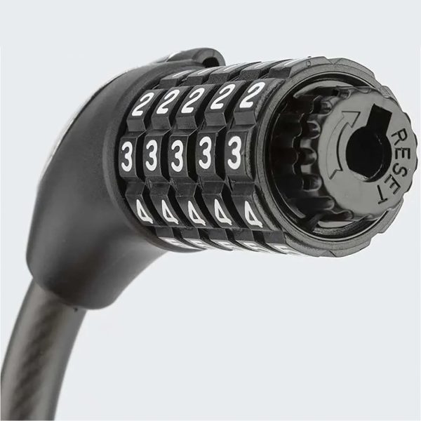 5 ciparu velosipēda slēdzene ar tērauda trosi un LED apgaismojumu, 180 cm - melna