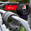 5 ciparu velosipēda slēdzene ar tērauda trosi un LED apgaismojumu, 180 cm - melna