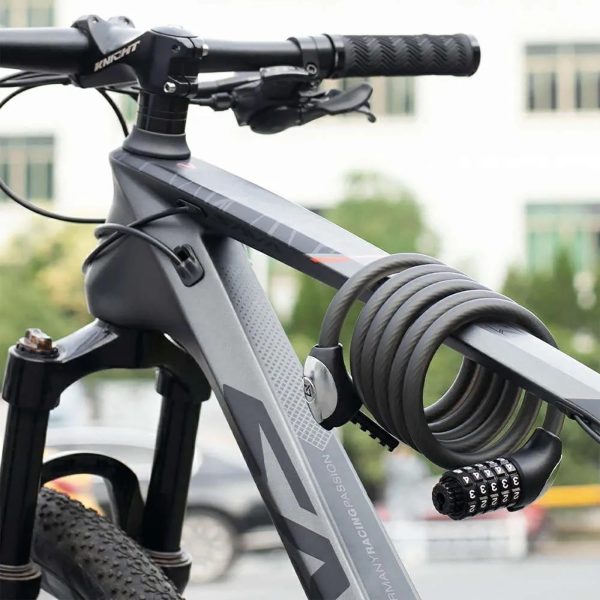 5 ciparu velosipēda slēdzene ar tērauda trosi un LED apgaismojumu, 180 cm - melna