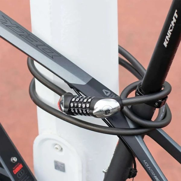 5 ciparu velosipēda slēdzene ar tērauda trosi un LED apgaismojumu, 180 cm - melna