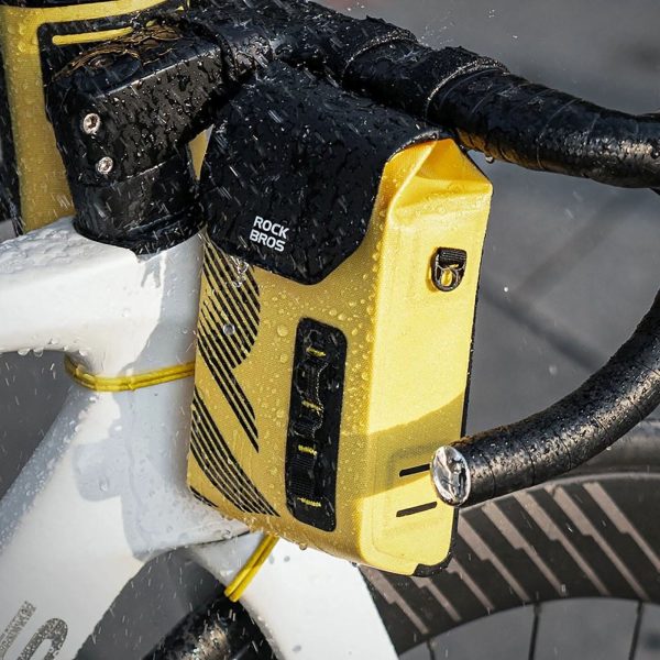 Ūdensizturīga velosipēda stūres soma 1,3 l - dzeltena