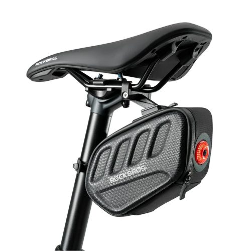 Velosipēda seglu soma ar viedo aizmugurējo lukturi 0,45 l - melna