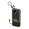 K13 10000mAh 22.5W Powerbank ar iebūvētu kabeli - melns